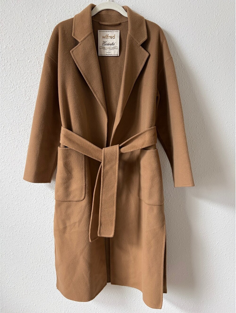Aritzia Wilfred Open Front Wool Blend Coat Camel Size XS Small Luxury Neutral